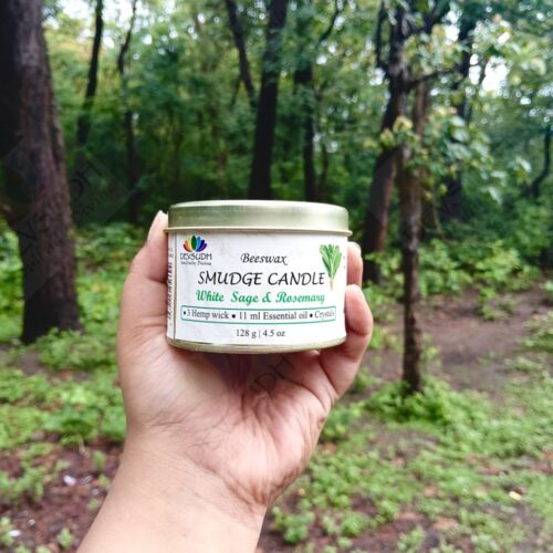 White Sage & Rosemary Smudge Candle (Triple hemp wick candle)
