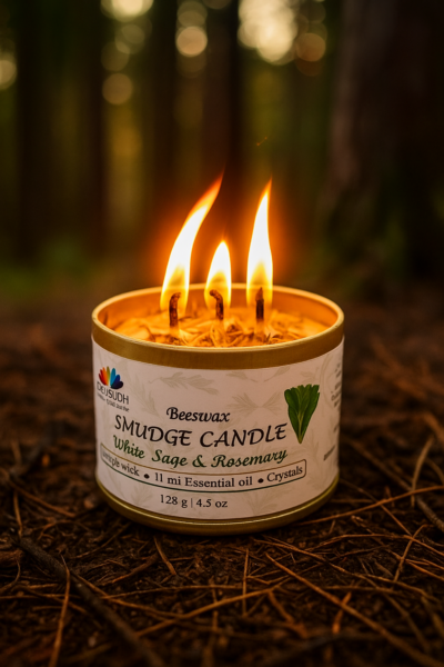 White Sage & Rosemary Smudge Candle (Triple hemp wick candle)