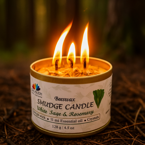 White Sage & Rosemary Smudge Candle (Triple hemp wick candle)
