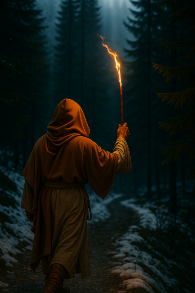 Mullein Torch/ Witch's Candle/ Hag's Taper (Dragon's Blood & Sandalwood, 12"-14")