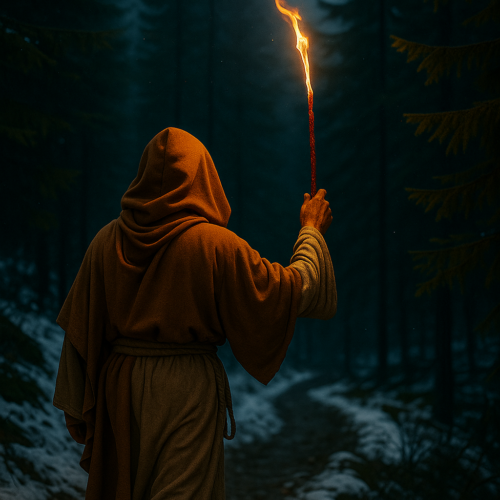 Mullein Torch/ Witch's Candle/ Hag's Taper (Dragon's Blood & Sandalwood, 12"-14")