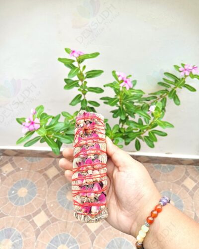 White Sage with Rose Buds Smudge Stick