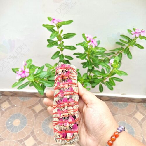 White Sage with Rose Buds Smudge Stick
