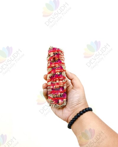 White Sage with Rose Buds Smudge Stick
