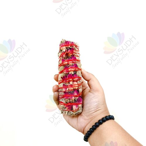 White Sage with Rose Buds Smudge Stick