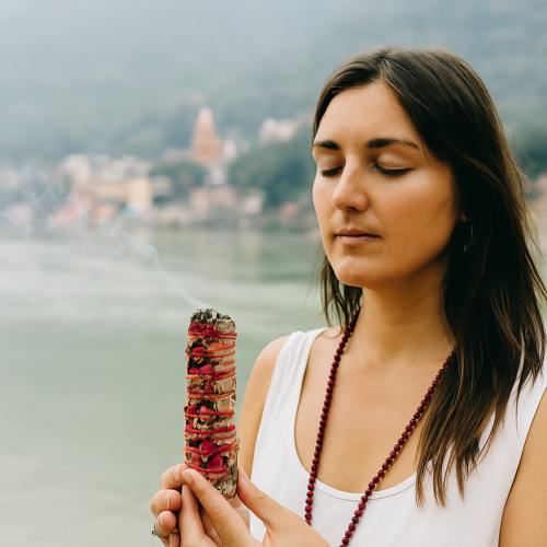 White Sage with Rose Buds Smudge Stick