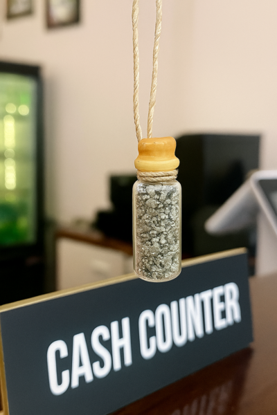 Pyrite Crystal Chips Spell Jar (Hangable and Sealed with beeswax)