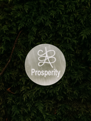 Selenite Plate (3″ Round shaped) - PROSPERITY