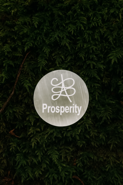 Selenite Plate (3″ Round shaped) - PROSPERITY