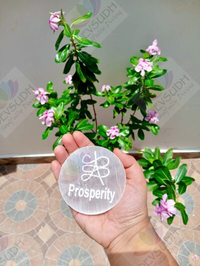 Selenite Plate (3″ Round shaped) - PROSPERITY