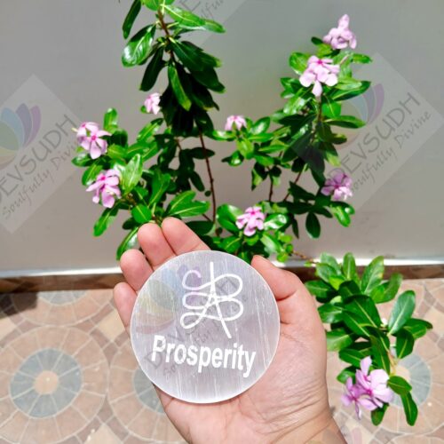 Selenite Plate (3″ Round shaped) - PROSPERITY