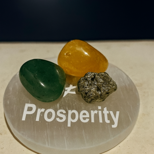 Selenite Plate (3″ Round shaped) - PROSPERITY
