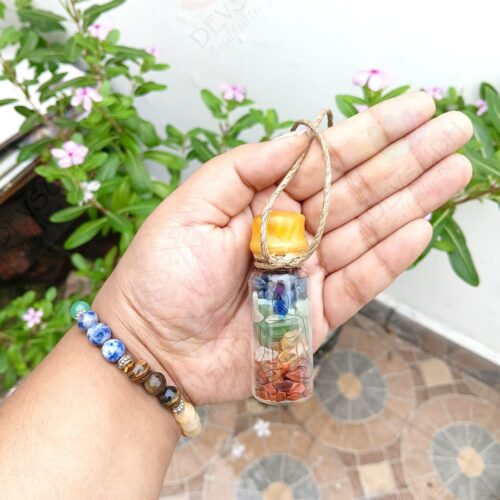 7 Chakra Crystal Spell Jar (Hangable and Sealed with beeswax)